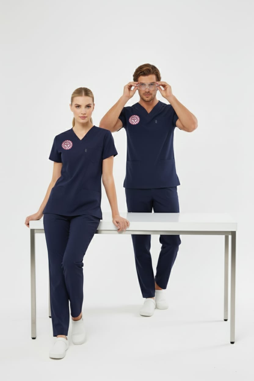 Lacivert Hemşire Forması Likralı Scrubs Takım (Yeni Yönetmeliğe Uygun - Patriot Blue) - Class ÜniformaMedikal Scrubs