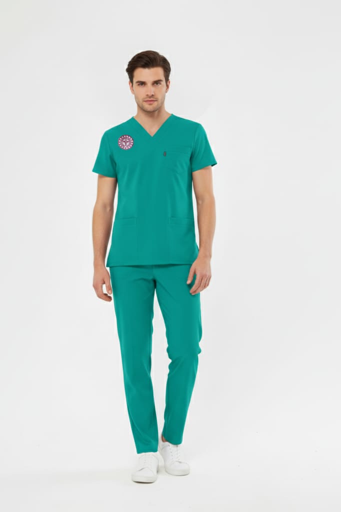 Turkuaz Aile Sağlığı Çalışan Forması Likralı Scrubs Takım (Yeni Yönetmeliğe Uygun - Bermuda) - Class ÜniformaMedikal Scrubs