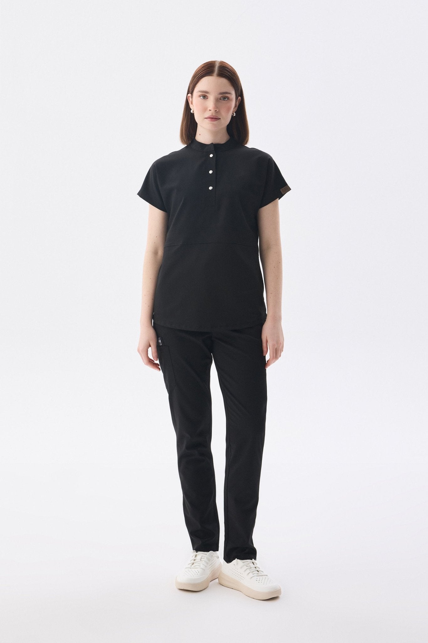 N O V A | Siyah Premium Likralı Üniforma Takımı - Class ÜniformaMedikal Scrubs