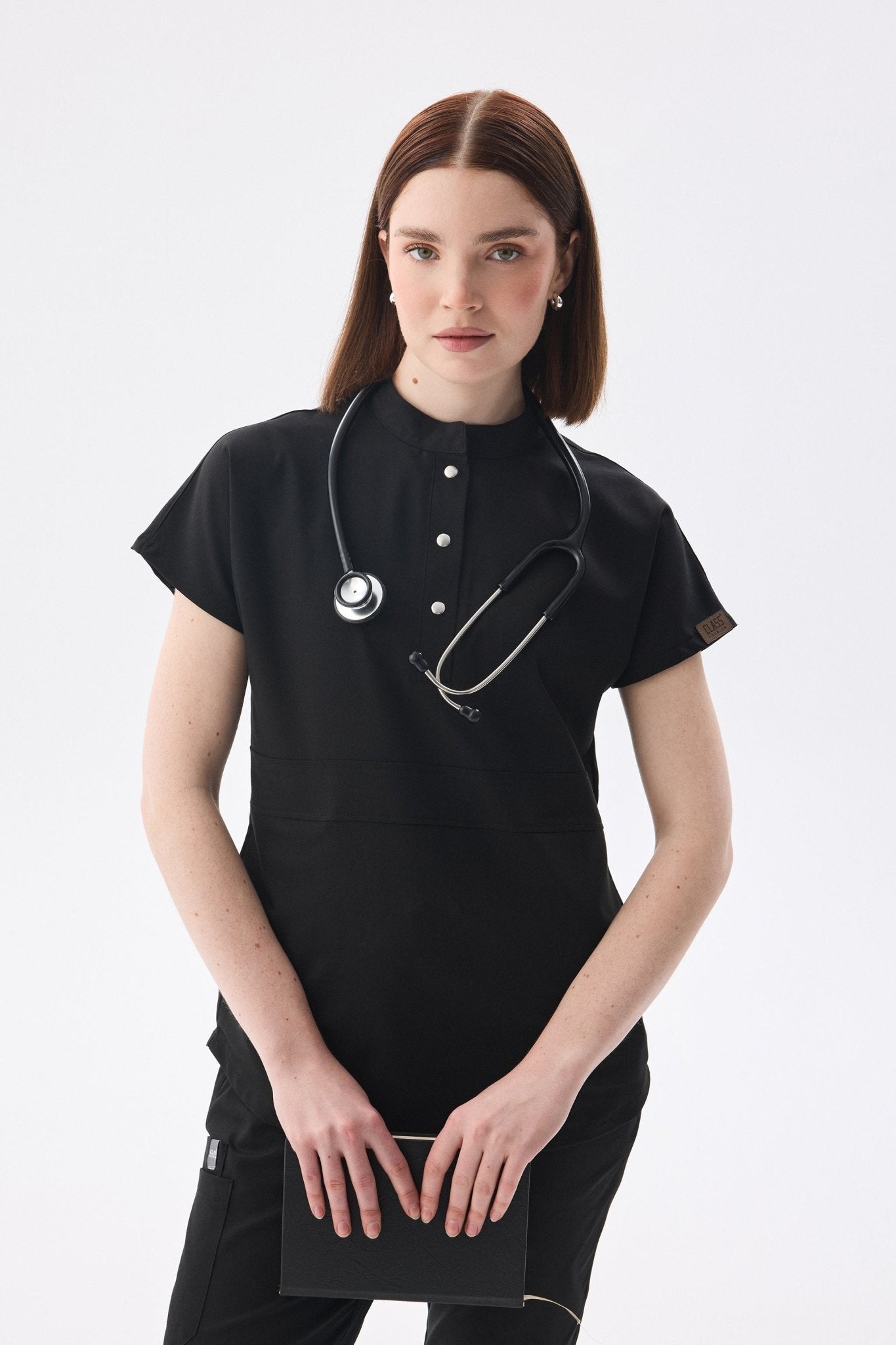 N O V A | Siyah Premium Likralı Üniforma Takımı - Class ÜniformaMedikal Scrubs