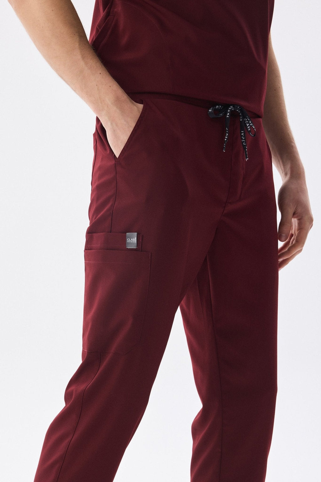 Erkek Polo Yaka Medikal Üniforma Takım Bordo Likralı Doktor Hemşire Forması - Class ÜniformaMedikal Scrubs