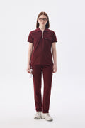 Polo Yaka Bordo Kadın Medikal Üniforma Scrubs - Class ÜniformaMedikal Scrubs