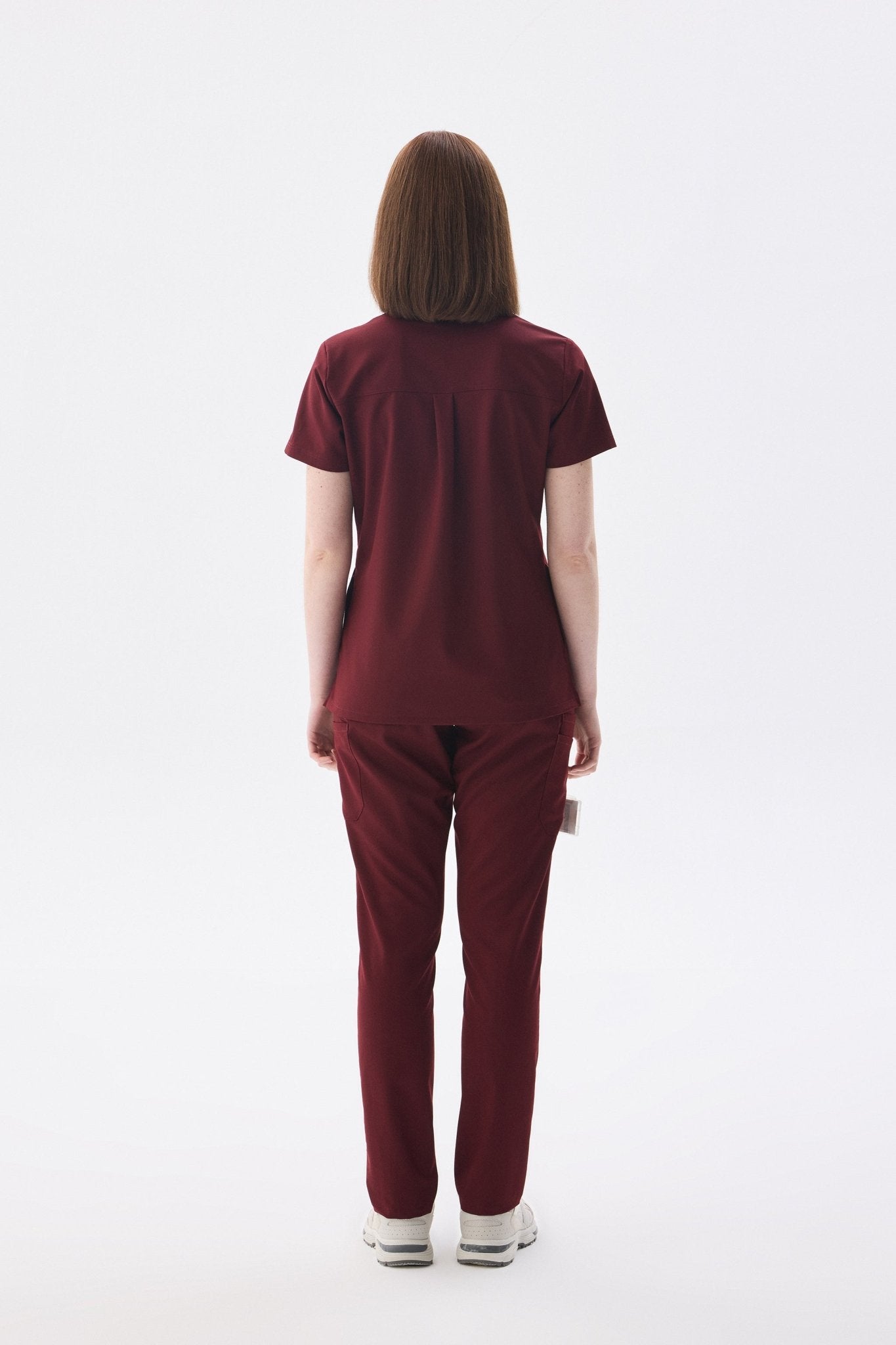 Polo Yaka Bordo Kadın Medikal Üniforma Scrubs - Class ÜniformaMedikal Scrubs