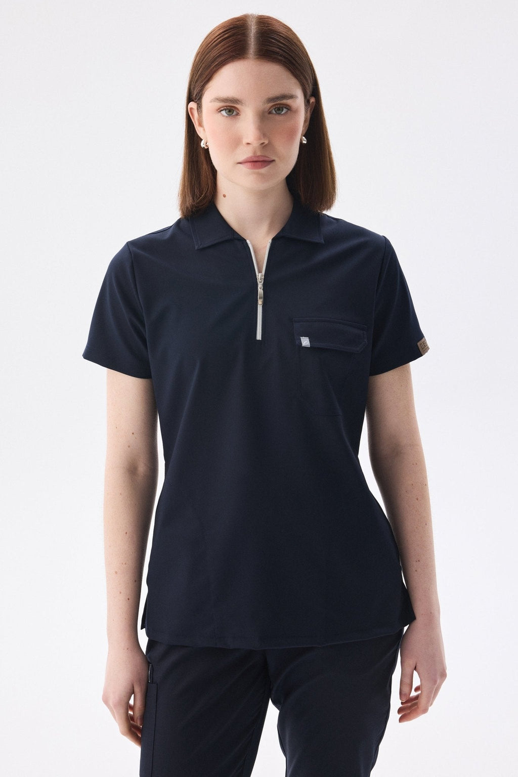 Polo Yaka Lacivert Kadın Medikal Üniforma Scrubs Takımı - Class ÜniformaMedikal Scrubs