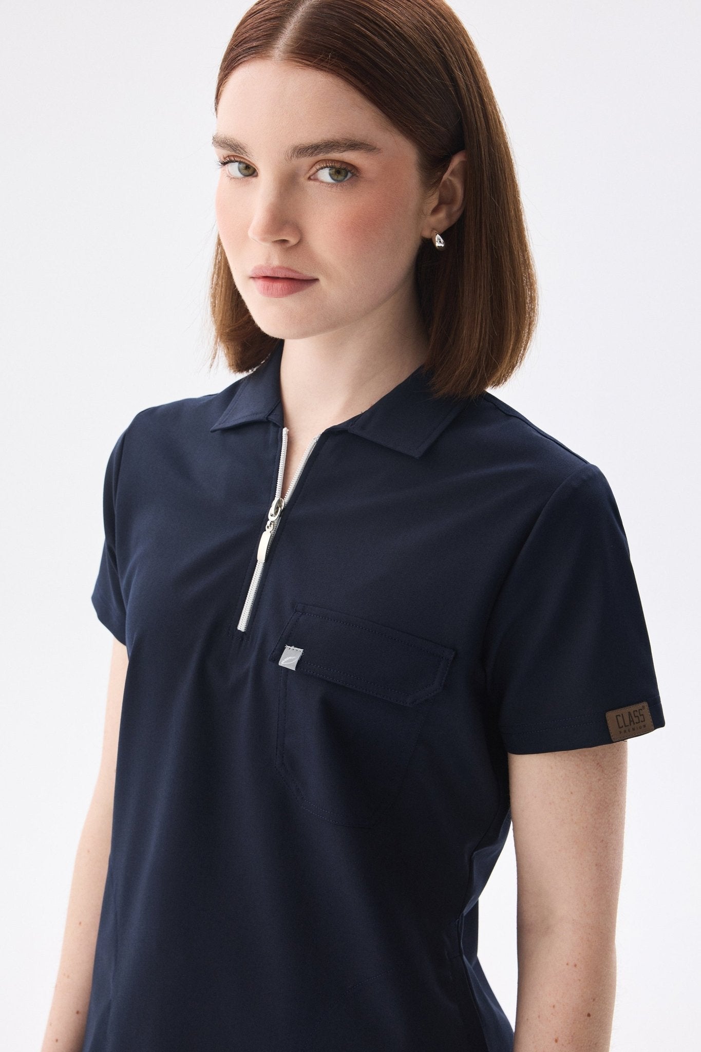 Polo Yaka Lacivert Kadın Medikal Üniforma Scrubs Takımı - Class ÜniformaMedikal Scrubs