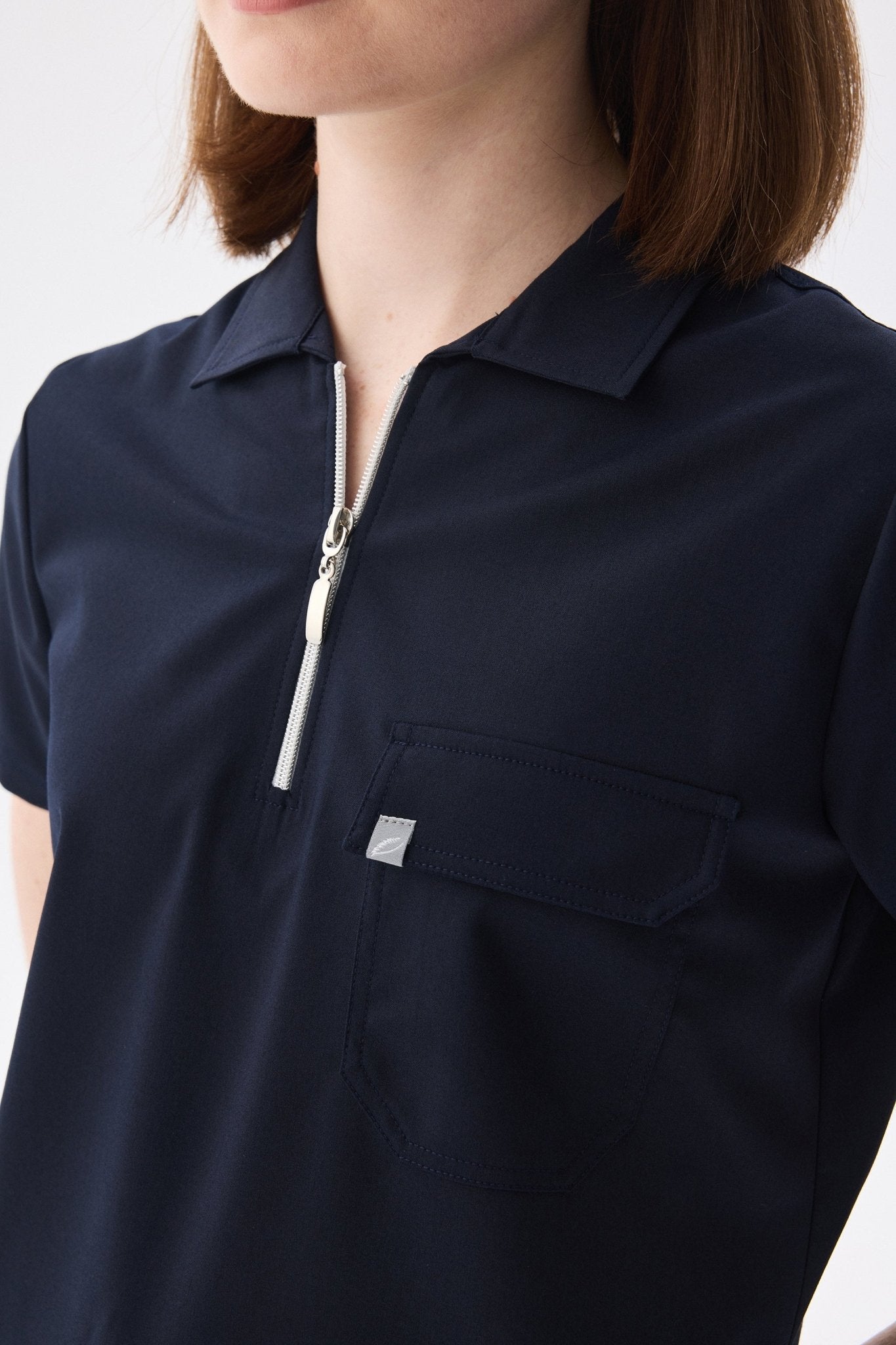 Polo Yaka Lacivert Kadın Medikal Üniforma Scrubs Takımı - Class ÜniformaMedikal Scrubs