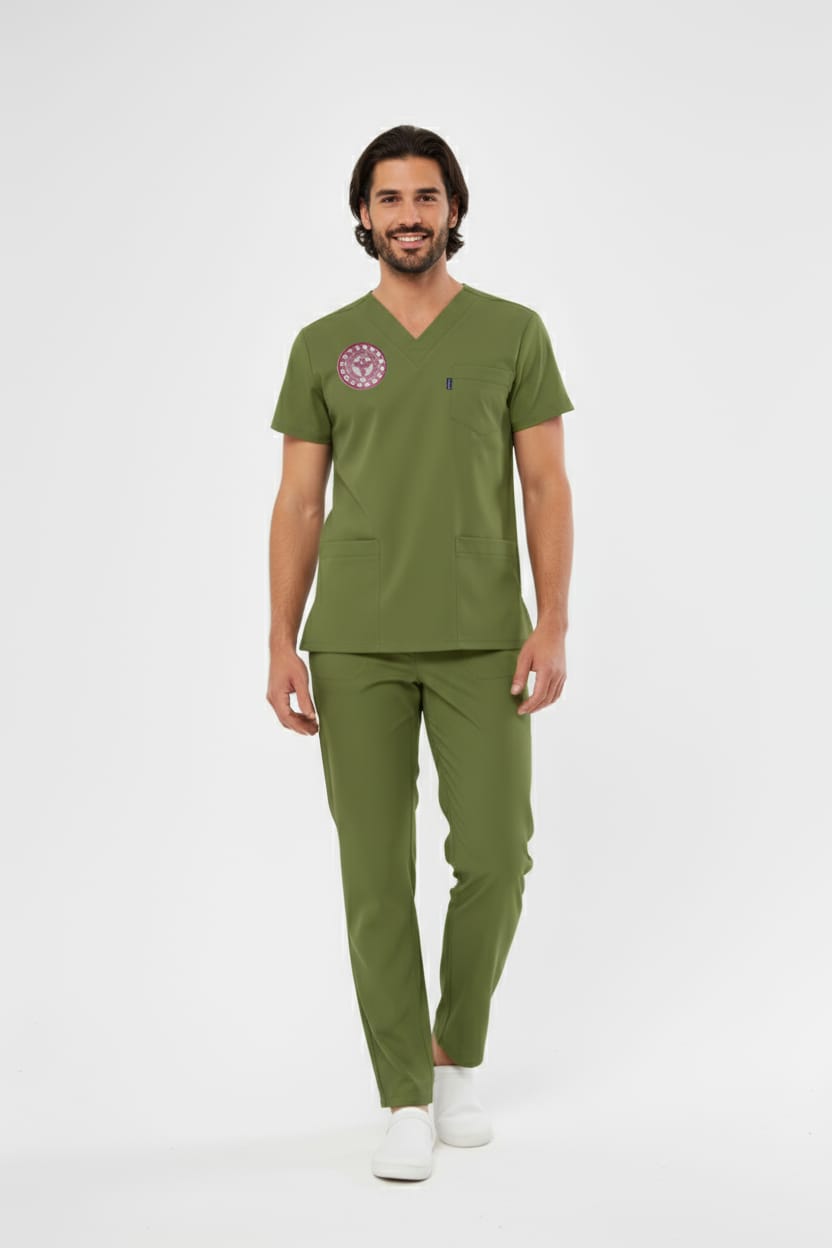 Çimen Yeşili Eczacı Forması Likralı Scrubs Takım(Yeni Yönetmeliğe Uygun - Grasshopper) - Class ÜniformaMedikal Scrubs