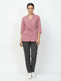 L I S B O N | Pembe & Siyah Premium Likralı Ceket Üniforma Takım - Class ÜniformaMedikal Scrubs