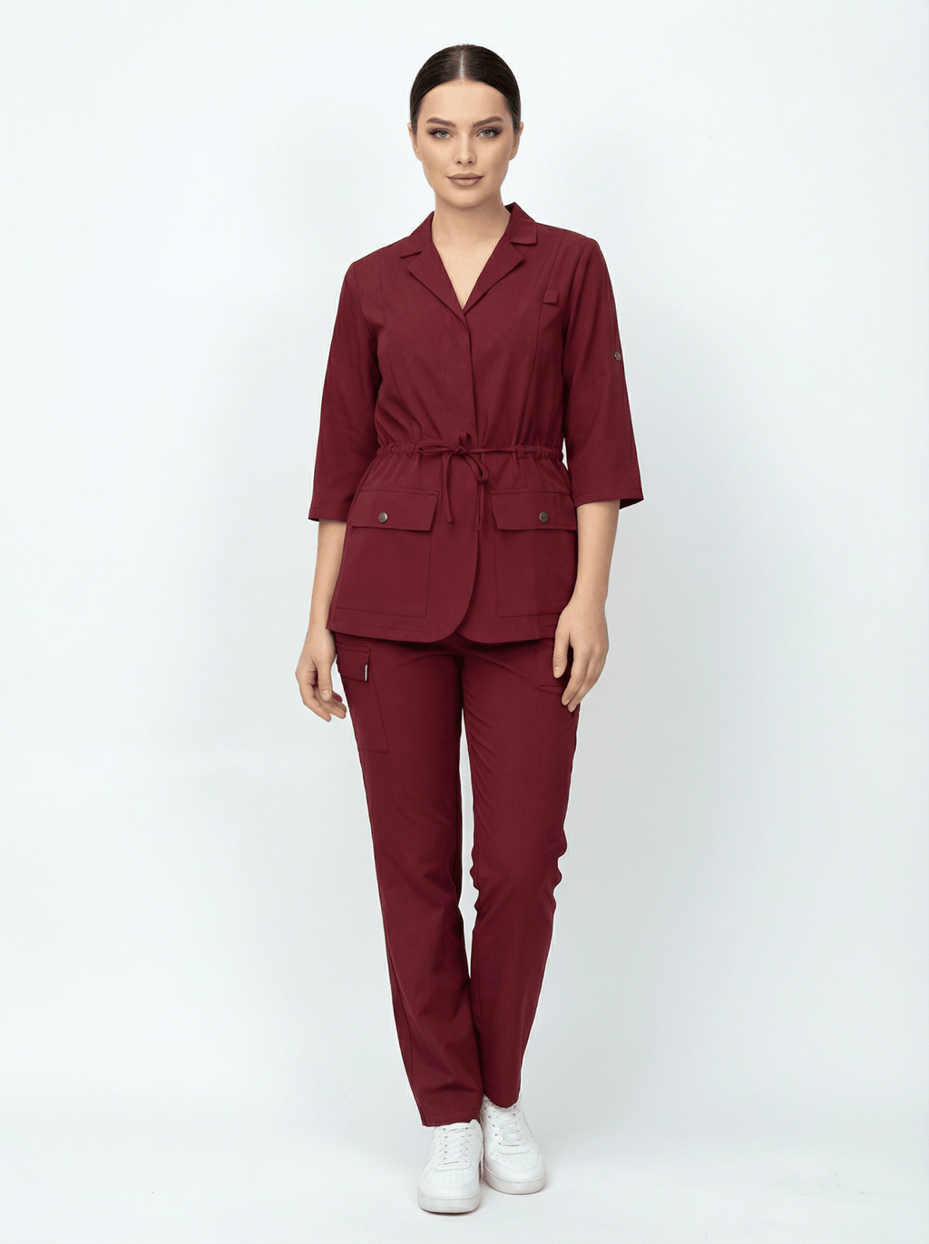 L I S B O N | Bordo Premium Likralı Ceket Üniforma Takım - Class ÜniformaMedikal Scrubs