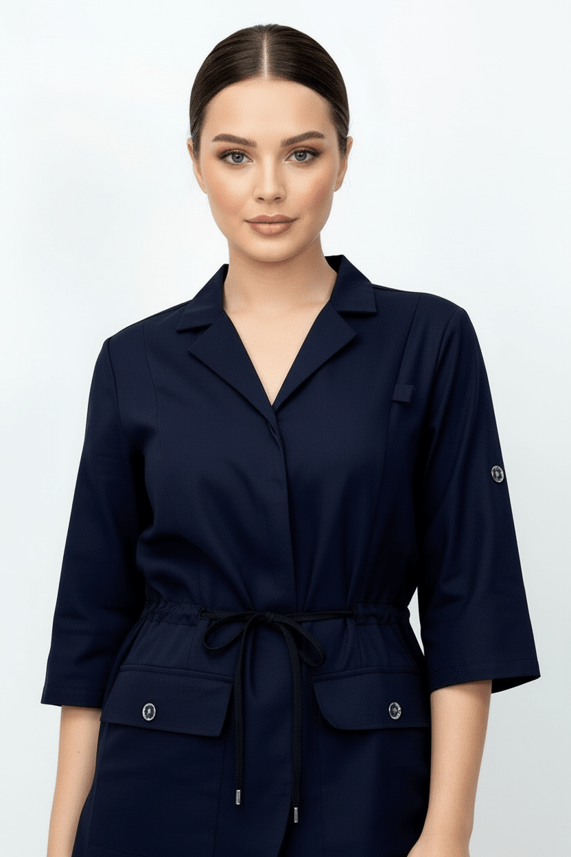 L I S B O N | Lacivert Premium Likralı Ceket Üniforma Takım - Class ÜniformaMedikal Scrubs