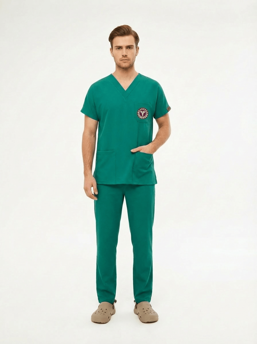 Cerrahi Yeşil Ameliyathane Çalışan Forması Likralı Scrubs Takım (Yeni Yönetmeliğe Uygun - Forsty) - Class ÜniformaMedikal Scrubs