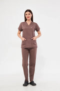 Classic - Kahverengi Unisex Likralı Üniforma Takımı - Class ÜniformaMedikal Scrubs
