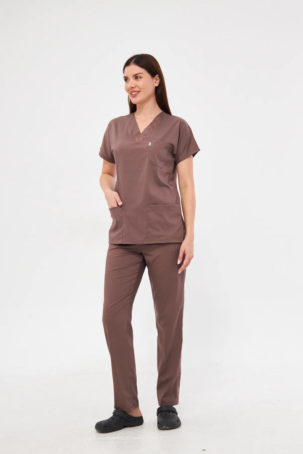Classic - Kahverengi Unisex Likralı Üniforma Takımı - Class ÜniformaMedikal Scrubs