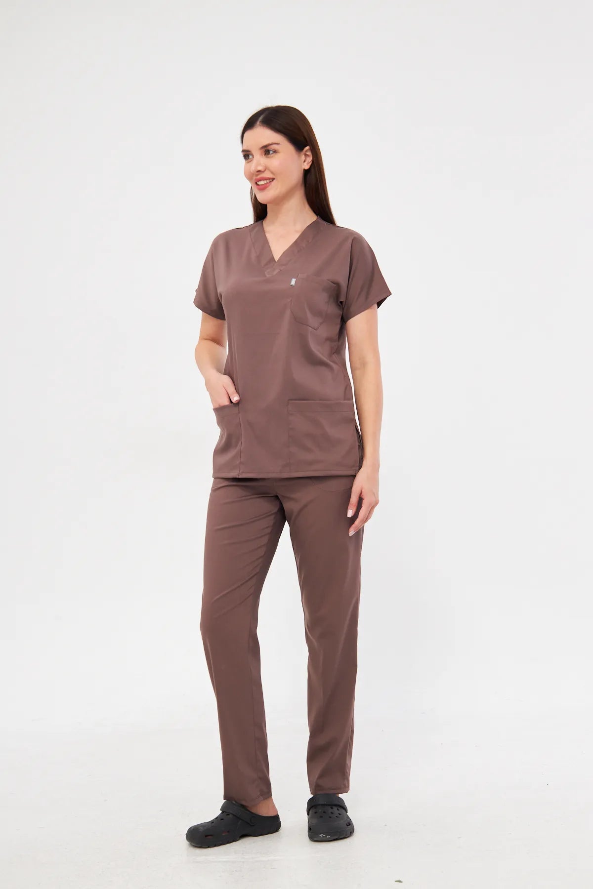 Classic - Kahverengi Unisex Likralı Üniforma Takımı - Class ÜniformaMedikal Scrubs